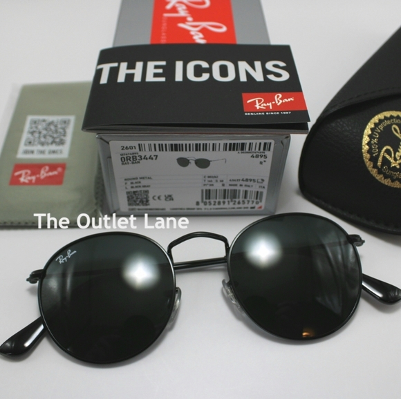 Model Display RayBan Round Metal All Black RB3447 - Picture 1 of 16